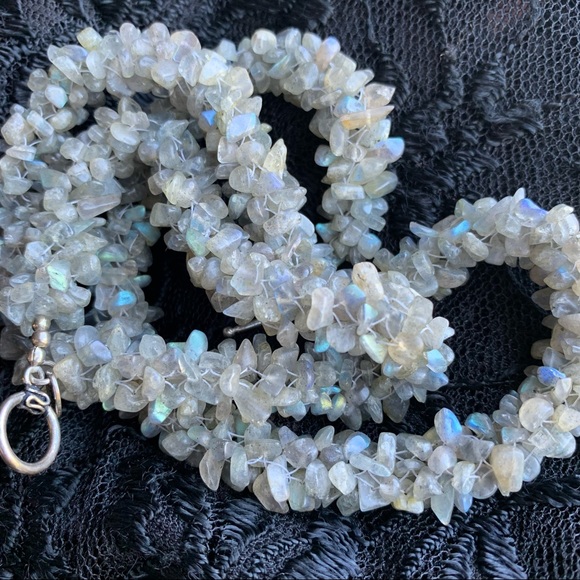 Vintage Labradorite Chip Sterling Silver necklace - Picture 8 of 12